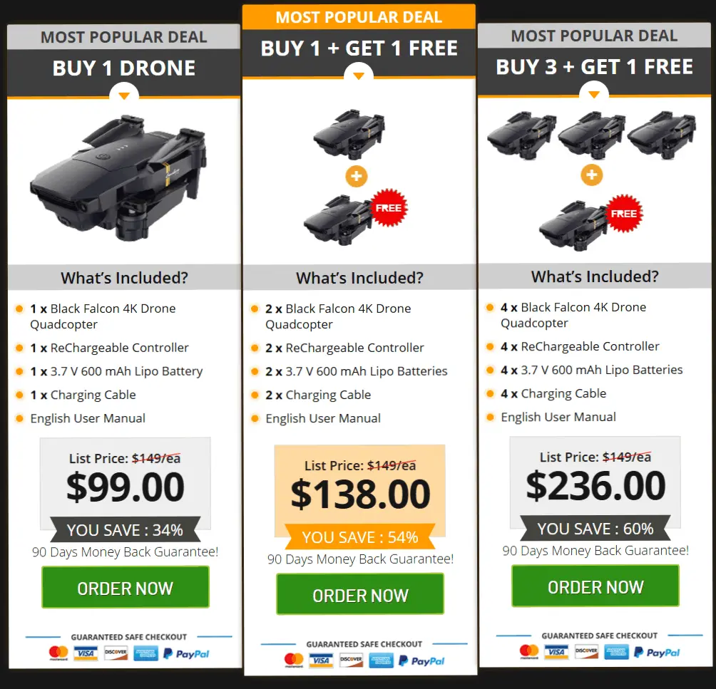 Black Falcon 4K Drone offer price